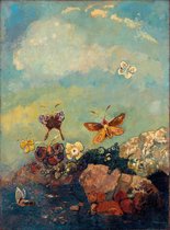 Vlinders, Odilon Redon, 1910 op canvas, afmetingen van dit schilderij zijn 100 X 150 CM