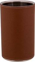 Lahore Wijnkoeler - Drankkoeler - inox - bruin leder - d12xh20cm