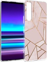 Sony Xperia 1 II Hoesje Siliconen - iMoshion Design hoesje - Roze / Meerkleurig / Goud / Pink Graphic