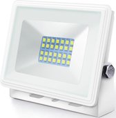 LED Bouwlamp 20 Watt - LED Schijnwerper - Aigi Iglo - Helder/Koud Wit 6400K - Waterdicht IP65 - Mat Wit - Aluminium - BSE