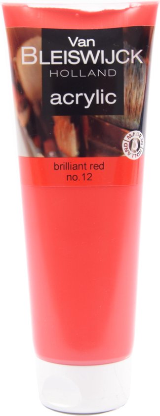 gebruiker Een zin Puur Acrylic verf 250 ML - Watervaste verf - Acrylicverf rood - Brilliant red  nummer 12 | bol.com