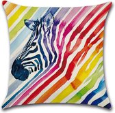Kussenhoes Rainbow - Zebra - Kussenhoes - 45x45 cm - Sierkussen - Polyester