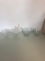 Glazen setje potje met bakjes - set van 4 stuks