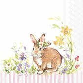 IHR - LOVELY BUNNY LIGHT ROSE - papieren servetten - Konijn - Pasen