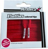 Mr Lacy schoenveters Flatties rood colored tips 130 cm lang 10 mm breed