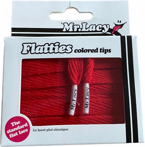 Lacets Mr Lacy Flatties embouts de couleur rouge 130 cm de long 10 mm de  large | bol.com