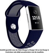 Donker blauw Grijs Siliconen Bandje geschikt voor Fitbit Charge 3 / Charge 3 SE / Charge 4 – Maat: zie maatfoto – Smartwatch Strap - Polsbandje - Rubber