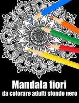 Mandala fiori da colorare adulti sfondo nero