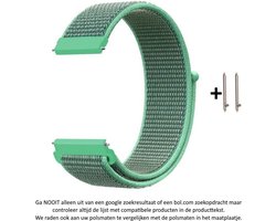 Spearmint Groen Nylon Bandje geschikt voor 20mm Smartwatches (zie compatibele modellen) van Samsung, Pebble, Garmin, Huawei, Moto, Ticwatch, Seiko, Citizen en Q – 20 mm green nylon smartwatch strap