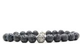 Beaddhism - Armband - Lava - Zilver - Kashmir - 8 mm - 17 cm