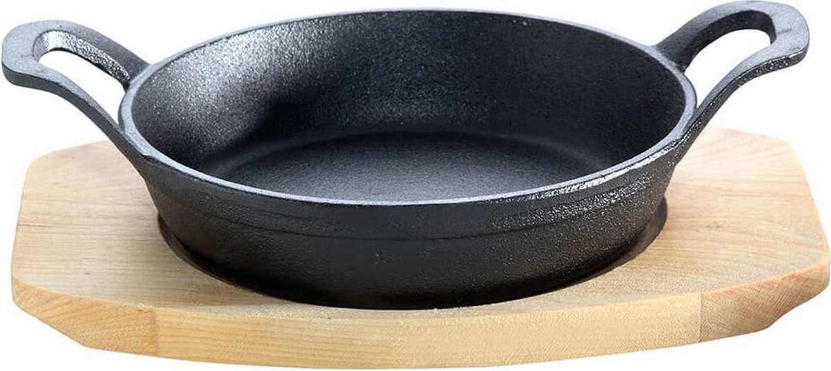 Gietijzeren pan met handvat en onderzetter Ø 15 cm x 4 cm