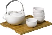 Agatha's Bester Asian Life Bamboo - Theepot - 0,5 L - Theeset servies - theepot met 4 porseleinen theekopjes en bamboe dienblad