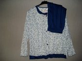 Dames pyjama bloemen print katoen met bamboe blauw XXXL