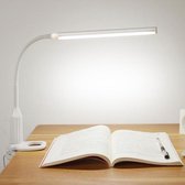 Bureaulamp Verstelbaar met Klem - Tafellamp - Lamp met Flexibele Hals - Dimbaar - LED Bureaulamp - Wit
