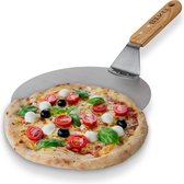 BIKO- Pizzaschep RVS - Rond voor BBQ of Oven - houten handvat 23 cm Pizzaschep - Pizzaspatel - Taartschep - Spatel