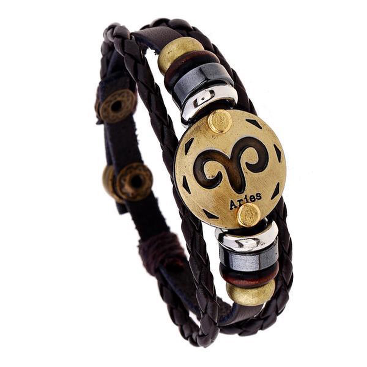 Leren armband sterrenbeeld ram 7996