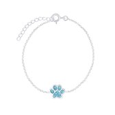 Joy|S - Zilveren kat hond dierenpoot armband 14 cm + 3 aqua blauw - poot afdruk