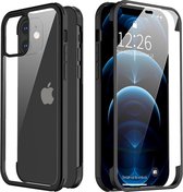 Valenta - Bumper Hoesje - iPhone 12 mini - Full Cover - Tempered Glass - Zwart