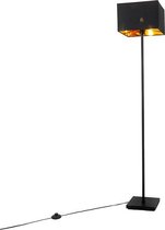 QAZQA vt - Moderne Vloerlamp | Staande Lamp met kap - 1 lichts - H 150 cm - Zwart Goud - Woonkamer | Slaapkamer | Keuken