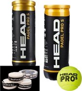 Head Padel Pro S padelballen - World Padel Tour padel ballen - 2 Blikken + 2x overgrip wit