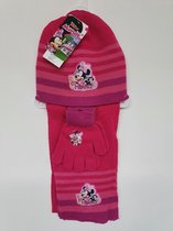 Minnie Mouse Meisjes 3-Delig Winterset Handschoenen-Muts-Sjaal Donker Roze 3 tot 6 jaar