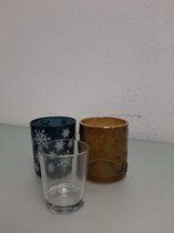 3 waxinelichtjeshouders gemaakt van glas