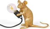 ZijTak - Muis lamp + schakelaar - Muislamp - Mouse lamp - LED licht - Goud - Zittend - inclusief gratis E12 lamp