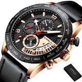 CRRJU Horloge Heren Horloges voor Mannen Watch Herenhorloge - Incl. Armband & Horlogebox Geschenkdoos - Zwart Rosé