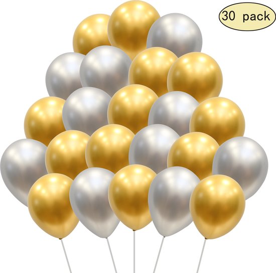 30 stuks Luxe Chrome Metallic Goud en Zilver Ballonnen Helium Latex  MagieQ  Feest|Party|Kinderfeesje|Decoratie|versiering|Kerst|