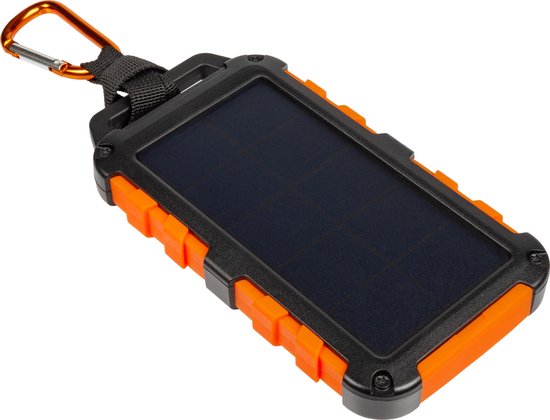 Xtorm Solar powerbank - Outdoor oplader op zonne-energie – 10.000 mAh – led power indicator – USB 2x – USB-C en met Flashlight - oranje