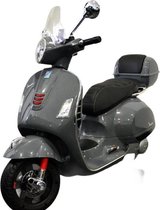 Elektrische Kinder Vespa 12 Volt -Windscherm, Koffer & Muziek Met Aux & USB-zachte stoel-lere stoel-Grijs