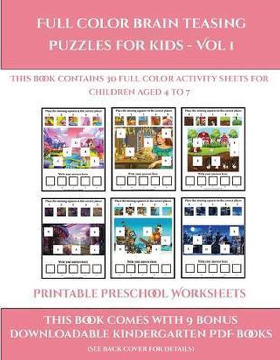 Printable Preschool Worksheets (Full color brain teasing puzzles for ...