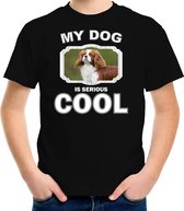 Spaniel honden t-shirt my dog is serious cool zwart - kinderen - Spaniels liefhebber cadeau shirt XS (110-116)