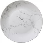 Borden - wit / marmerlook - diameter 26 cm x hoogte 2,5 cm - 6 stuks