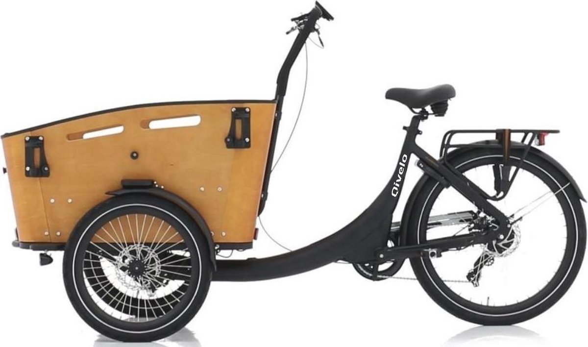 Qivelo Elektrische bakfiets bakfietsen fiets eco Curve DR7 unisex matzwart bruin shi o versnelling