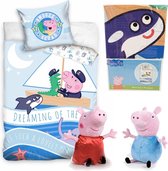 Peppa Pig Peuter Dekbedovertrek Varen - 100 x 135 cm-katoen, incl Pluche Peppa Pig en George 20cm