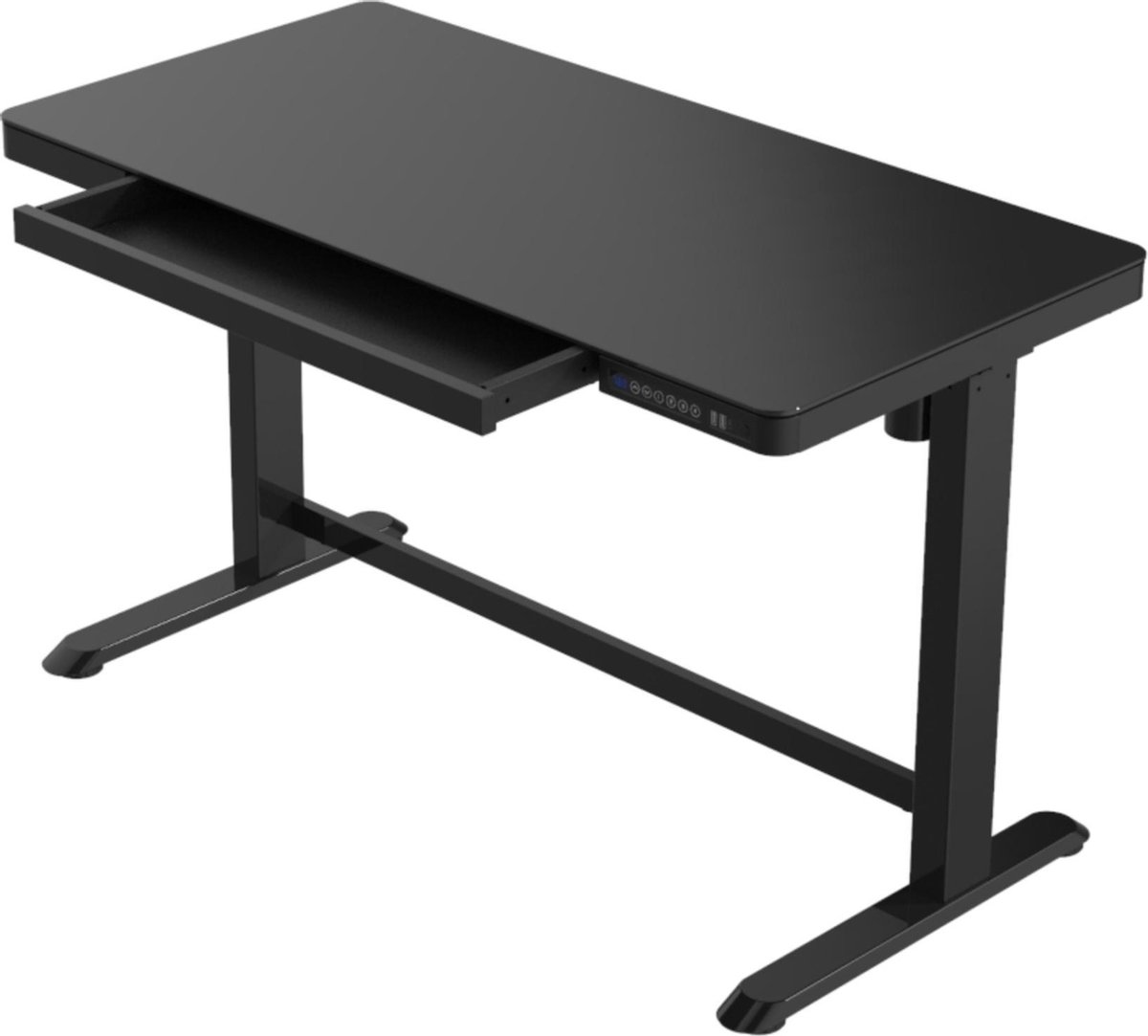 Euroseats - Elektrisch verstelbaar zit-sta bureau - zwart frame, zwart glazen blad