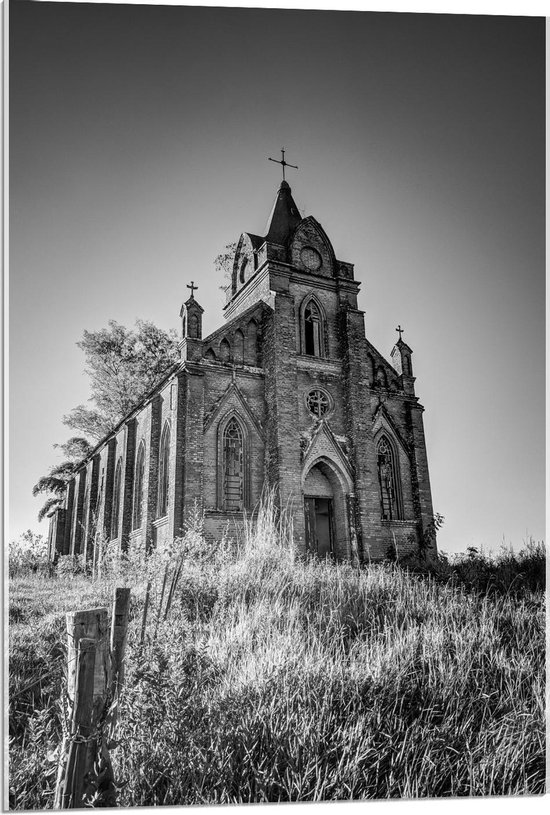 Acrylglas - Kathedraal (zwart/wit) - 60x90cm Foto op Acrylglas (Met Ophangsysteem)