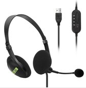 FEDEC Computer Headset - Verstelbare Microfoon - Noise cancelling - Plug&Play USB Kabel - Zwart