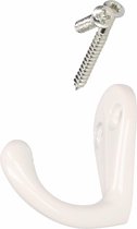 1x Luxe kapstokhaken / jashaken wit - hoogwaardig metaal - 3,3 x 4,1 cm - witte kapstokhaakjes / garderobe haakjes
