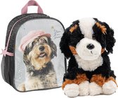 Rachael Hale Honden Peuter-Rugzak - Terrier met Pet Rugtas -28 cm hoog - incl. pluche Berner Sennen hond 26 cm