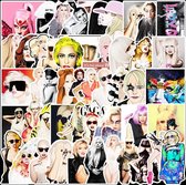 Lady GaGa sticker pakket - 50 verschillende stickers voor laptop, muur, deur, gitaar, mobiel etc.