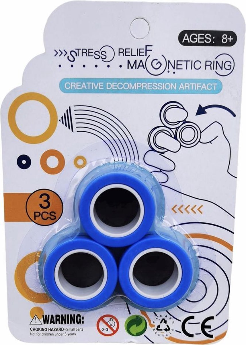 Fidget Toys - Magnetische Ringen - Spinner - Blauw - Merkloos