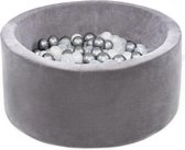 Ronde Ballenbad 90x40 Velvet Grijs - Ballenbak met 300 ballen - Mermaid , Pearl, Zilver