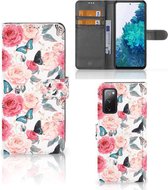 Smartphone Hoesje Geschikt voor Samsung Galaxy S20FE Flipcase Cadeautjes voor Moederdag Butterfly Roses