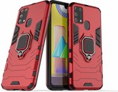 Samsung Galaxy M31 Robuust Kickstand Shockproof Rood Cover Case Hoesje ABL