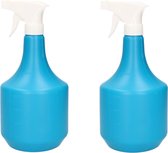 2x Plantenspuiten/waterspuiten 1 liter turqouise blauw - Waterverstuivers/watersproeiers