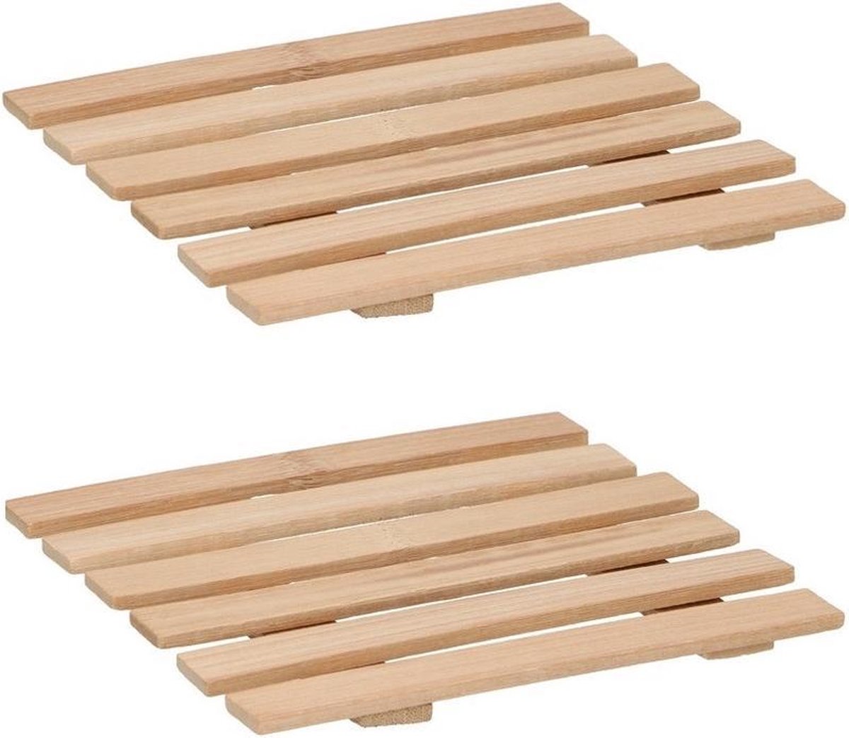 Set van 5x stuks bamboe pannenonderzetters 17 x 18 cm - tafel onderleggers voor pannen - Merkloos