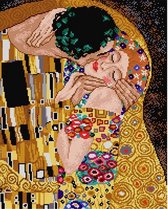 Voorbedrukt stramien after Gustav Klimt - The Kiss - ORCHIDEA 40 x 50 (EXCLUSIEF GARENS)