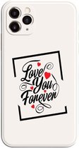 Apple Iphone 12 Pro cream wit siliconen hoesje met perfecte camera uitsparingen - Love you forever * LET OP JUISTE MODEL *